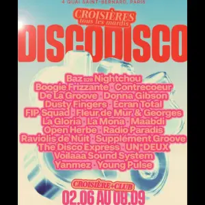 Croisières Disco Disco  tous les mardis sur la Seine du 2 Juin au 8 Septembre 2026